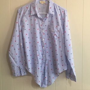 Love Notes Button Front Striped Shirt Size L